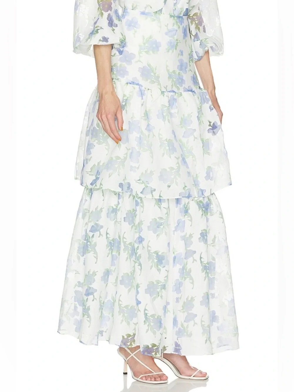 ELLIATT Cleo Ivory Blue Floral Top & Maxi Skirt 2-Piece Set Revolve $420